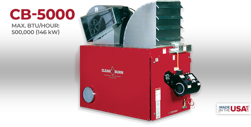 CB-5000, Waste Oil Furnace, Used Oil Furnace, Furnace, Clean Burn, Model CB-5000, 500,000 BTU/hr.